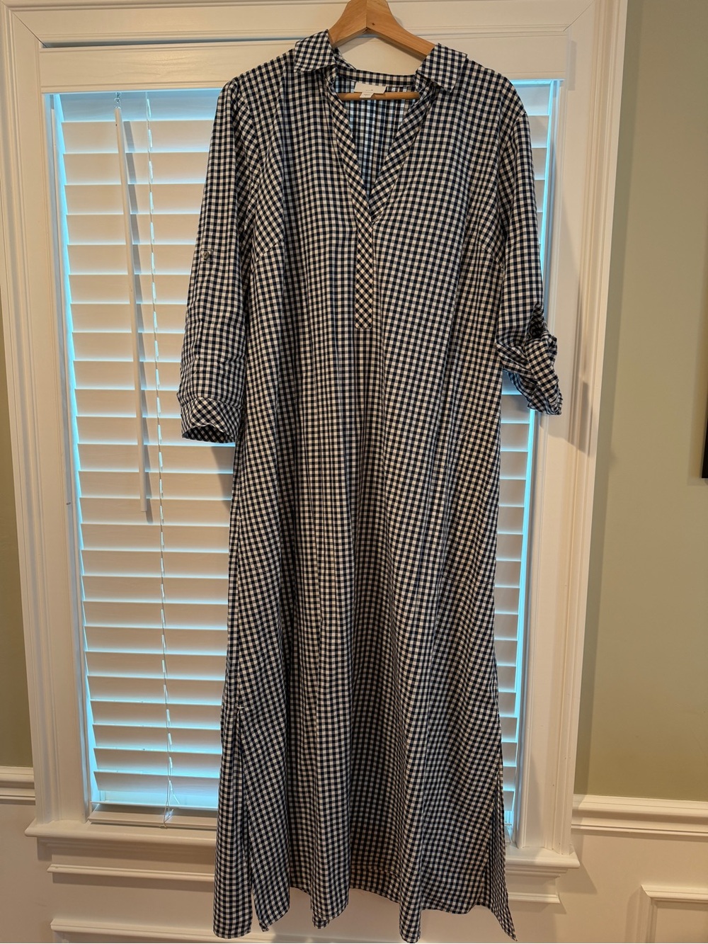 J Jill Gingham Long Sleeve Maxi Dress - Navy & White - hard to find!